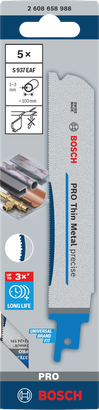 Hojas de Bosch PRO Thin Metal precise S937EAF 5 piezas 1,1×25×150 mm.